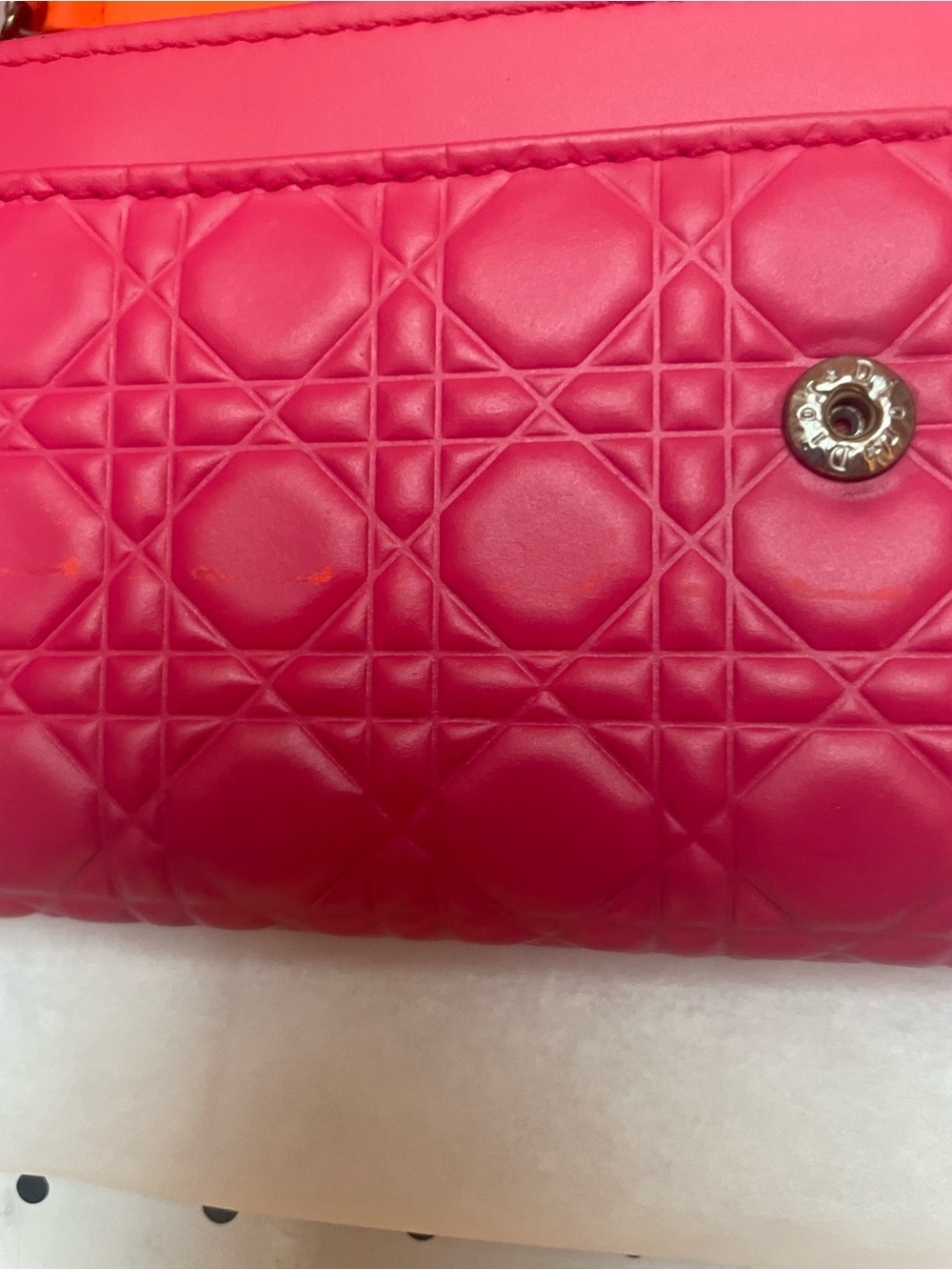 Christian Dior 2014 Pink & Orange Lambskin Cannage Rendezvous WOC Crossbody - Picture 9 of 16